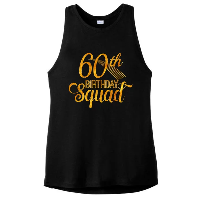 60th Birthday Squad Party Bday Yellow Gold Ladies Tri-Blend Wicking Tank