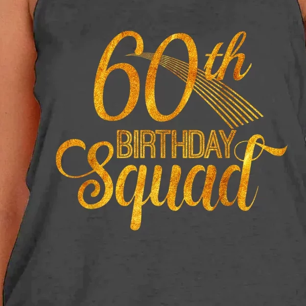 60th Birthday Squad Party Bday Yellow Gold Women's Knotted Racerback Tank