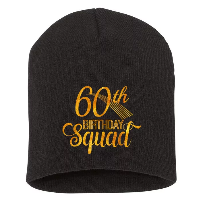 60th Birthday Squad Party Bday Yellow Gold Short Acrylic Beanie