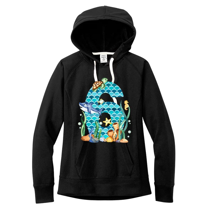 6th Birthday Sea Fish Ocean Animals Aquarium 6 Year Old Women's Fleece Hoodie