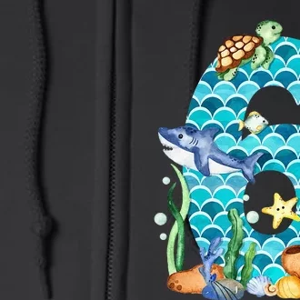 6th Birthday Sea Fish Ocean Animals Aquarium 6 Year Old Full Zip Hoodie