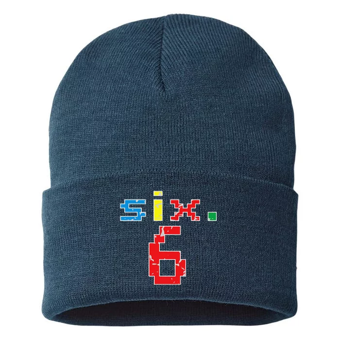 6th Birthday Six Year Old Gift Sixth Number 6 Sustainable Knit Beanie