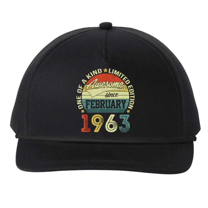 60th Birthday Tees 60 Year Old Awesome Since February 1963 Snapback Five-Panel Rope Hat