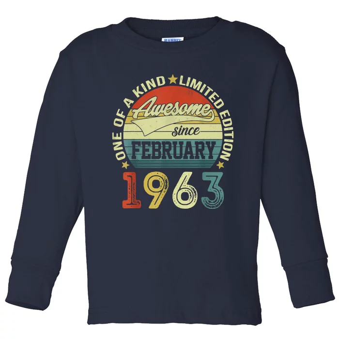 60th Birthday Tees 60 Year Old Awesome Since February 1963 Toddler Long Sleeve Shirt