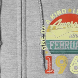 60th Birthday Tees 60 Year Old Awesome Since February 1963 Full Zip Hoodie