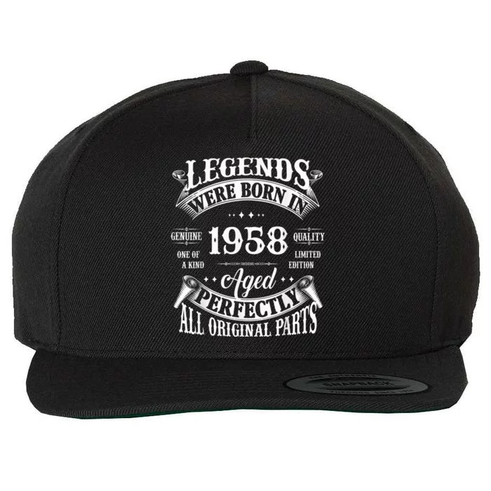 65th Birthday Tee Vintage Legends Born In 1958 65 Years Old Wool Snapback Cap