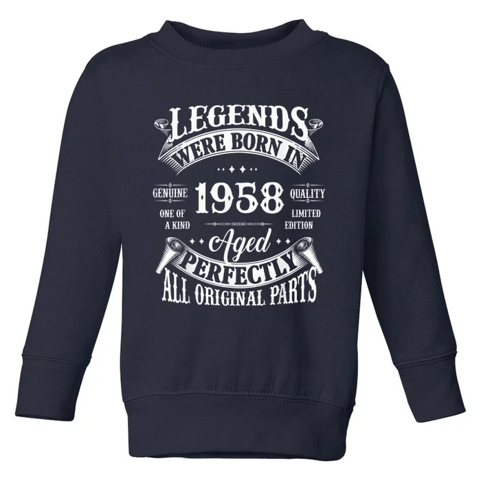 65th Birthday Tee Vintage Legends Born In 1958 65 Years Old Toddler Sweatshirt