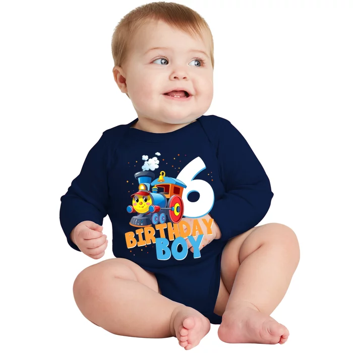 6th Birthday Train Boy Girl 6 Years Old Im Six Gift Baby Long Sleeve Bodysuit