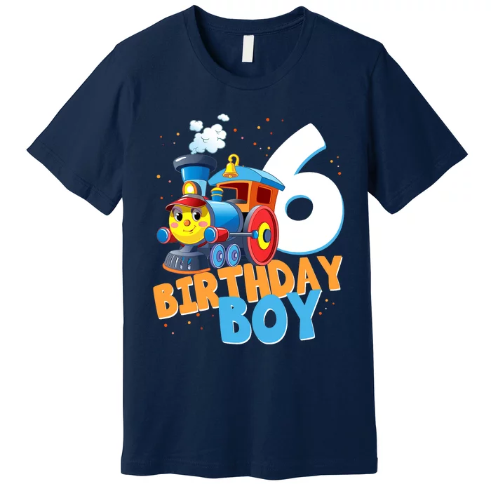 6th Birthday Train Boy Girl 6 Years Old Im Six Gift Premium T-Shirt