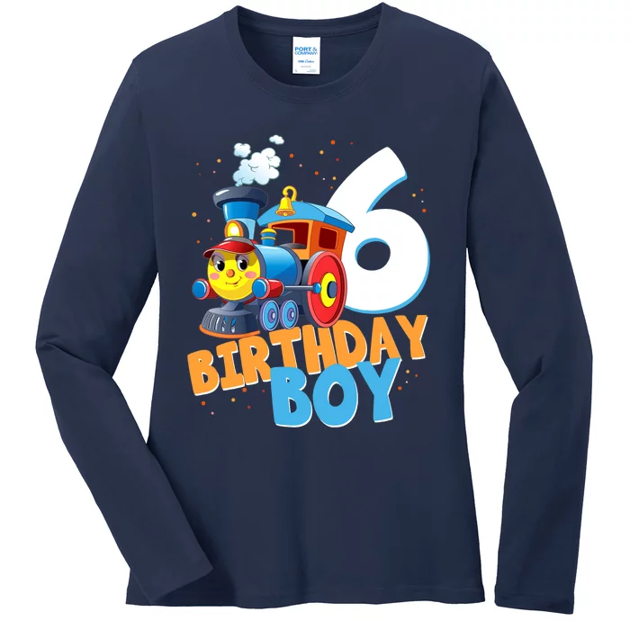 6th Birthday Train Boy Girl 6 Years Old Im Six Gift Ladies Long Sleeve Shirt