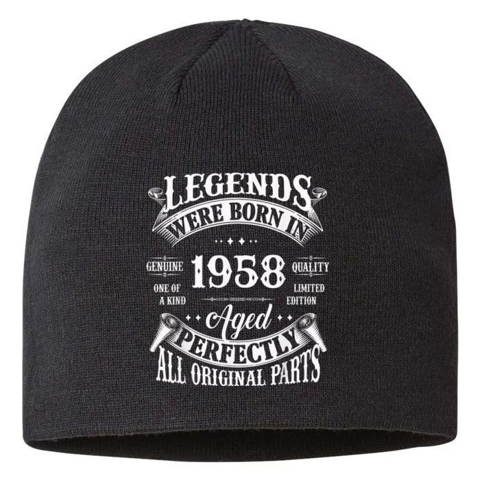 65th Birthday Tee Vintage Legends Born In 1958 65 Years Old 8 1/2in Sustainable Knit Beanie