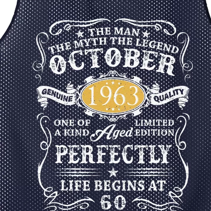 60th Birthday Tees 60 Yrs Old Man Myth Legend October 1963 Mesh Reversible Basketball Jersey Tank