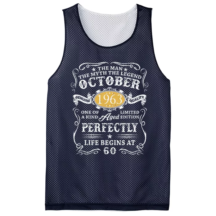 60th Birthday Tees 60 Yrs Old Man Myth Legend October 1963 Mesh Reversible Basketball Jersey Tank