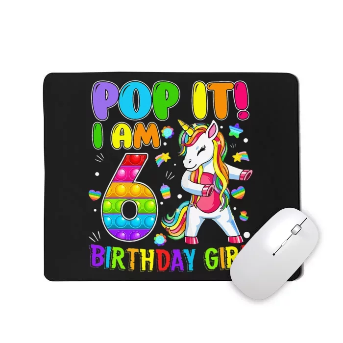 6th Birthday Unicorn Fidget Pop It Birthday 6 Year Old Cute Mousepad