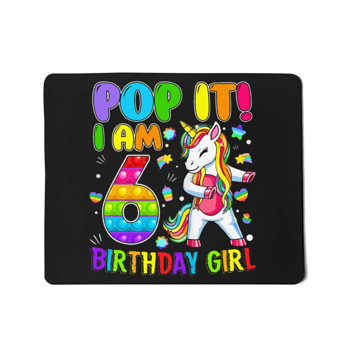 6th Birthday Unicorn Fidget Pop It Birthday 6 Year Old Cute Mousepad