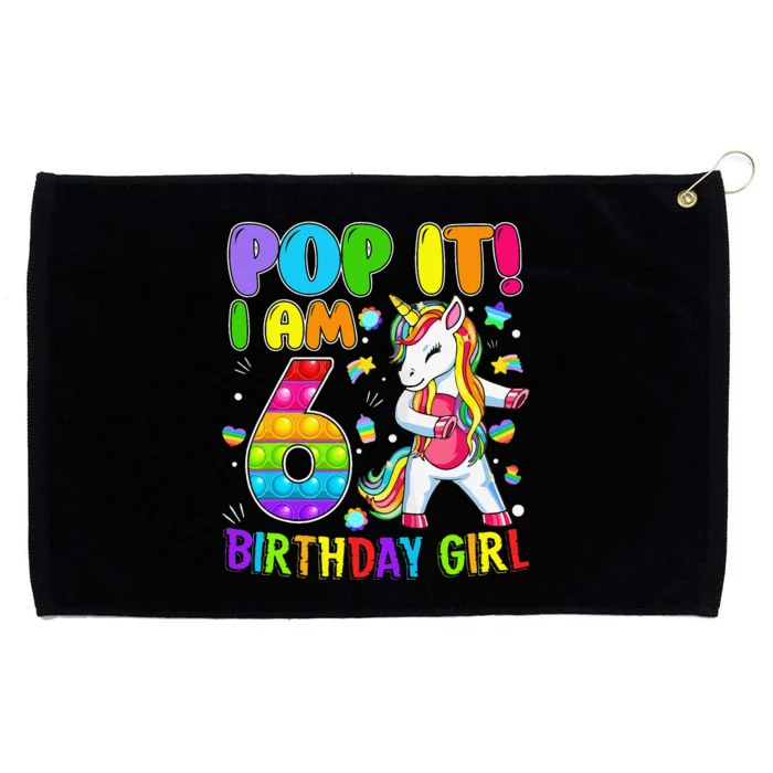 6th Birthday Unicorn Fidget Pop It Birthday 6 Year Old Cute Grommeted Golf Towel