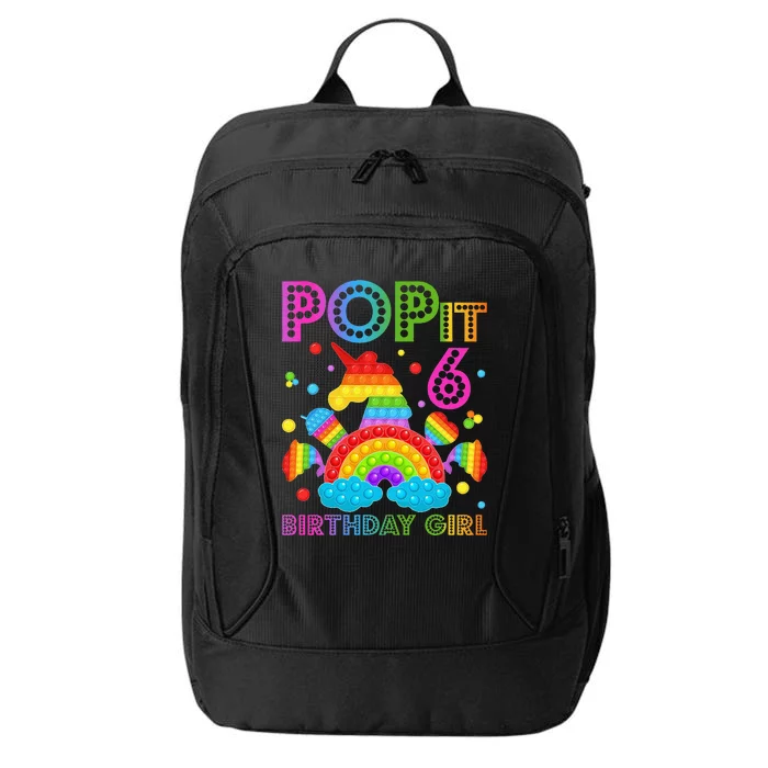 6th Birthday Unicorn Fidget Pop It Birthday 6 Year Old City Backpack