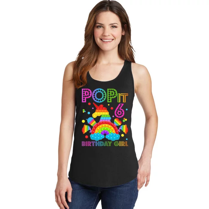 6th Birthday Unicorn Fidget Pop It Birthday 6 Year Old Ladies Essential Tank