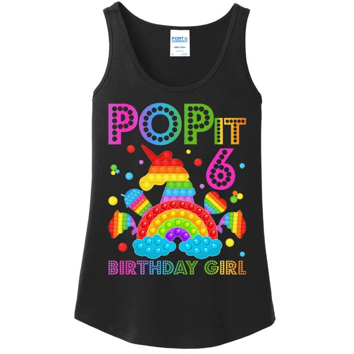 6th Birthday Unicorn Fidget Pop It Birthday 6 Year Old Ladies Essential Tank