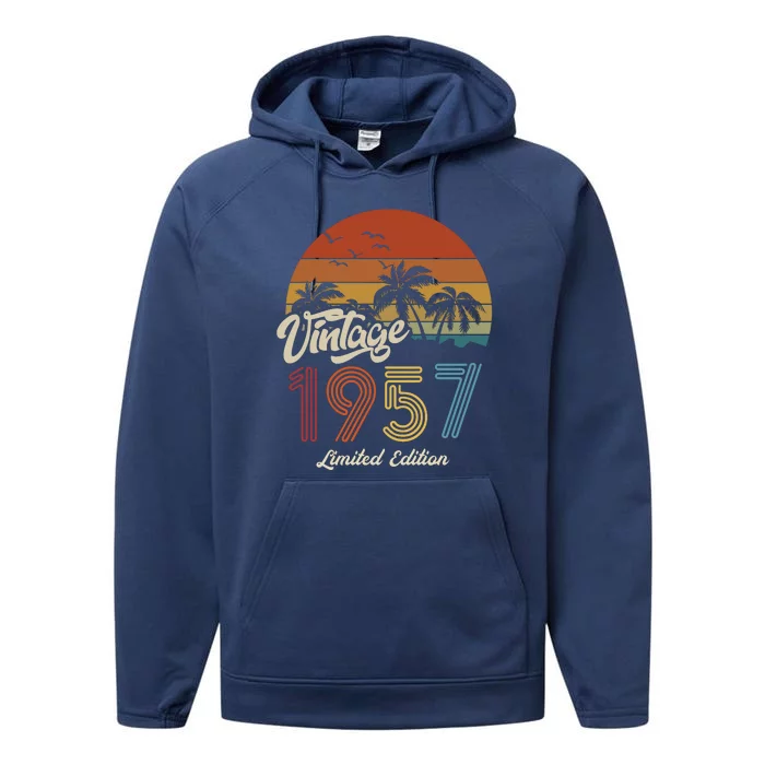 66th Birthday Vintage Limited Edition 1957 Performance Fleece Hoodie