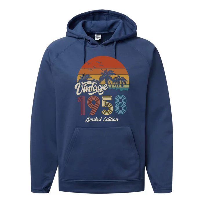 65th Birthday Vintage Limited Edition 1958 Performance Fleece Hoodie