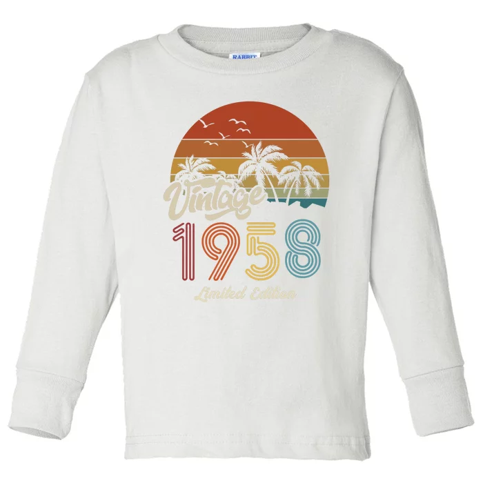 65th Birthday Vintage Limited Edition 1958 Toddler Long Sleeve Shirt