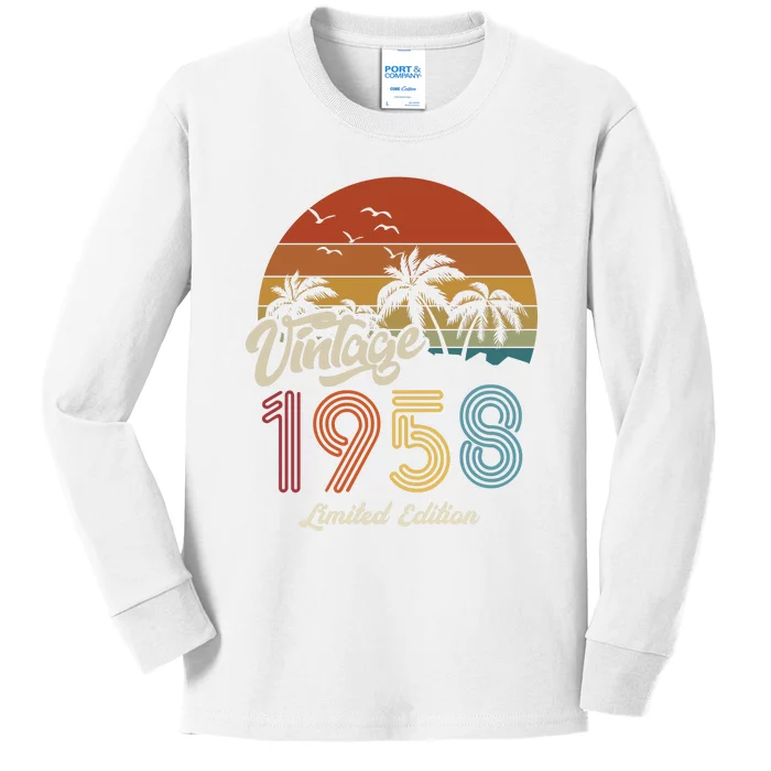 65th Birthday Vintage Limited Edition 1958 Kids Long Sleeve Shirt