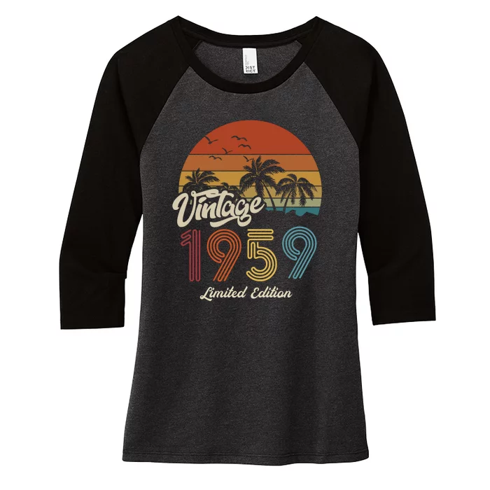 64th Birthday Vintage Limited Edition 1959 Women's Tri-Blend 3/4-Sleeve Raglan Shirt