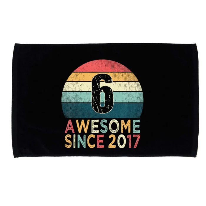 6th Birthday Vintage Retro 6 Years Old Awesome Since 2017 Microfiber Hand Towel