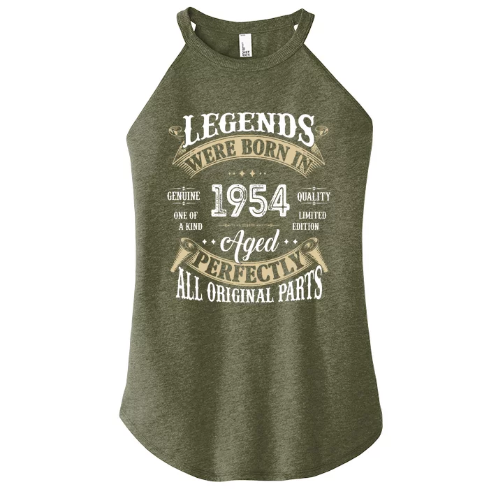 68nd Birthday Vintage Legends Born In 1954 Women’s Perfect Tri Rocker Tank