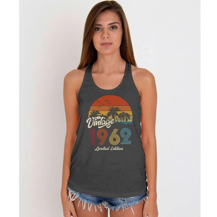 61st Birthday Vintage Limited Edition 1962 Women's Knotted Racerback Tank