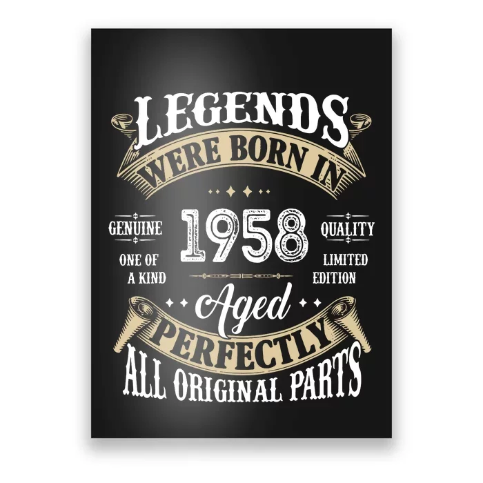 64th Birthday Vintage Legends Born In 1958 Poster