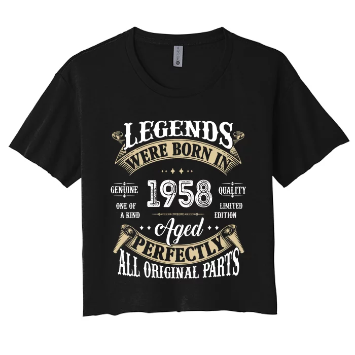 64th Birthday Vintage Legends Born In 1958 Women's Crop Top Tee