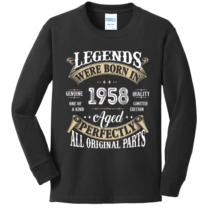 64th Birthday Vintage Legends Born In 1958 Kids Long Sleeve Shirt