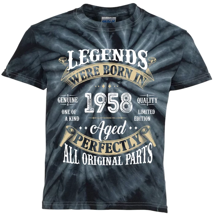 64th Birthday Vintage Legends Born In 1958 Kids Tie-Dye T-Shirt