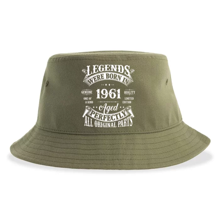 63rd Birthday Vintage Legends Born In 1961 63 Years Old Sustainable Bucket Hat