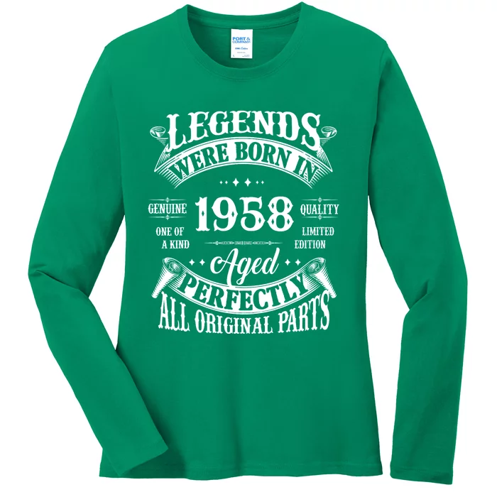 67th Birthday Vintage Legends Born In 1958 67 Years Old Ladies Long Sleeve Shirt