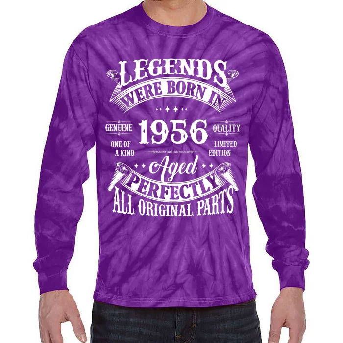 68th Birthday Vintage Legends Born In 1956 68 Years Old Tie-Dye Long Sleeve Shirt