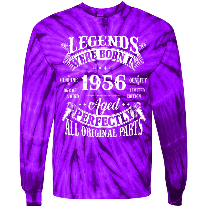 68th Birthday Vintage Legends Born In 1956 68 Years Old Tie-Dye Long Sleeve Shirt