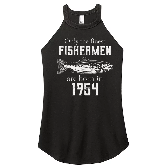 67th Birthday Vintage 1954 Fishing Fisherman 67 Year Old Women’s Perfect Tri Rocker Tank