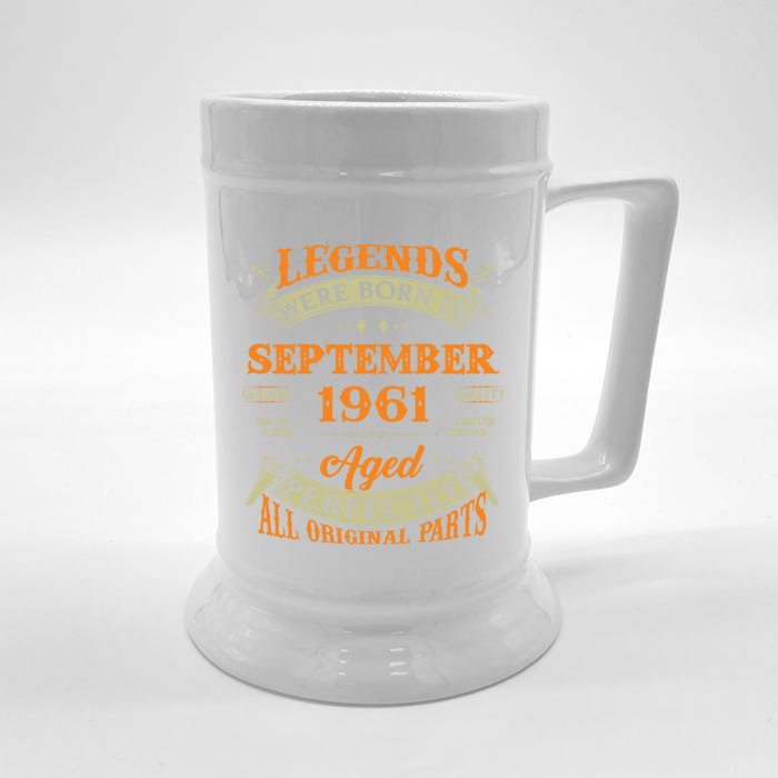 62nd Birthday Vintage Legends Born In September 1961 Gift Front & Back Beer Stein