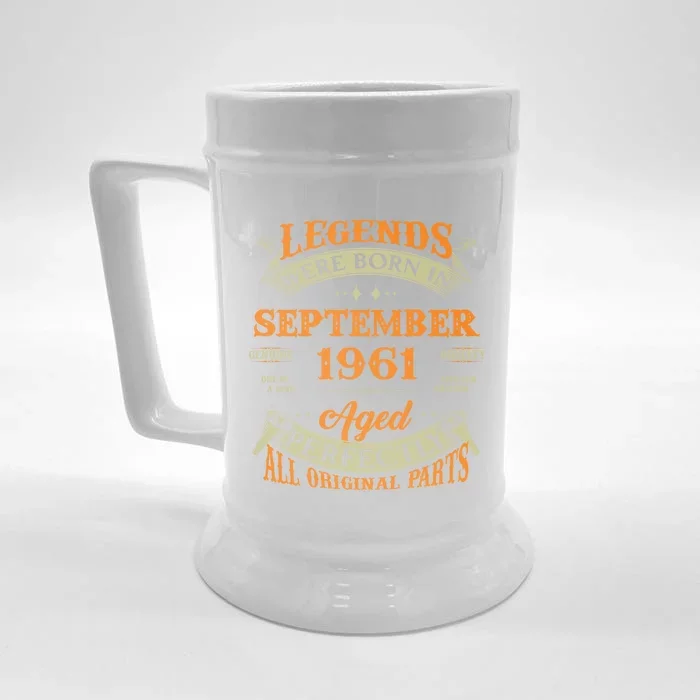 62nd Birthday Vintage Legends Born In September 1961 Gift Front & Back Beer Stein