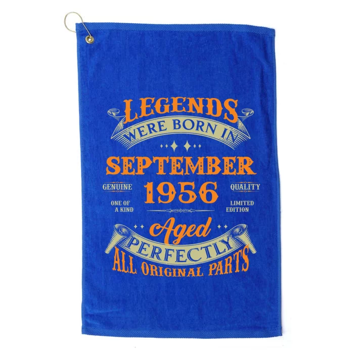 67th Birthday Vintage Legends Born In September 1956 Gift Platinum Collection Golf Towel