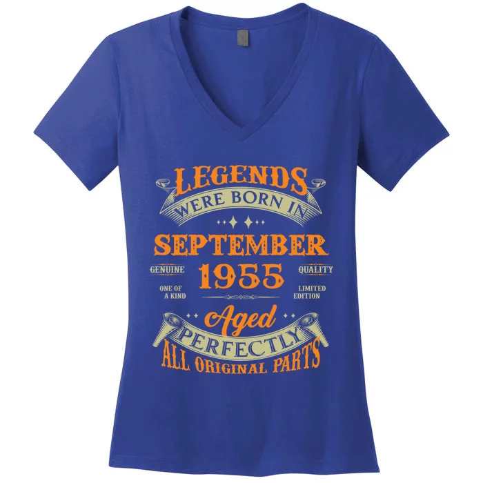 68th Birthday Vintage Legends Born In September 1955 Meaningful Gift Women's V-Neck T-Shirt