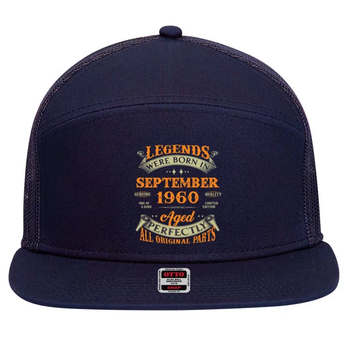 63rd Birthday Vintage Legends Born In September 1960 Gift 7 Panel Mesh Trucker Snapback Hat