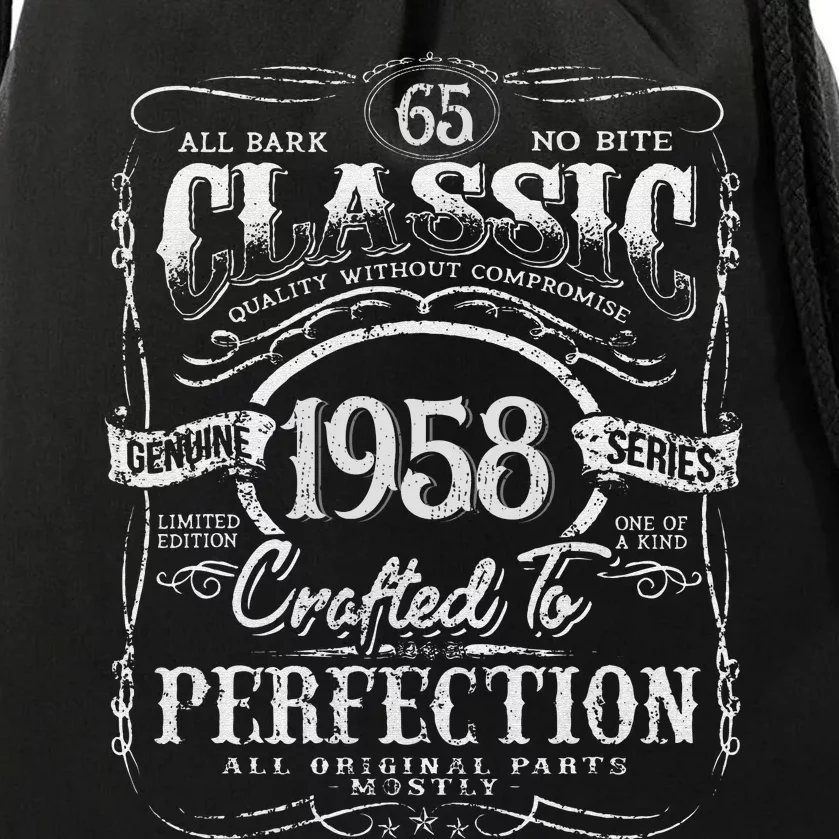 65th Classic Birthday gift 65 Perfection 1958 Birthday Drawstring Bag