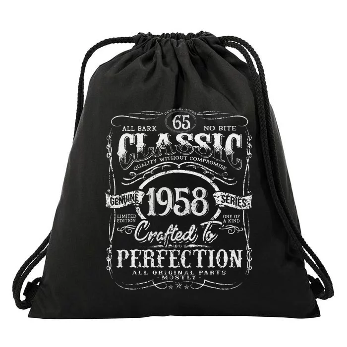 65th Classic Birthday gift 65 Perfection 1958 Birthday Drawstring Bag