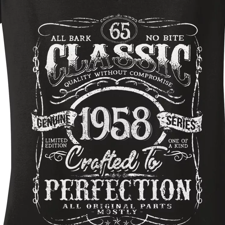 65th Classic Birthday gift 65 Perfection 1958 Birthday Women's V-Neck T-Shirt