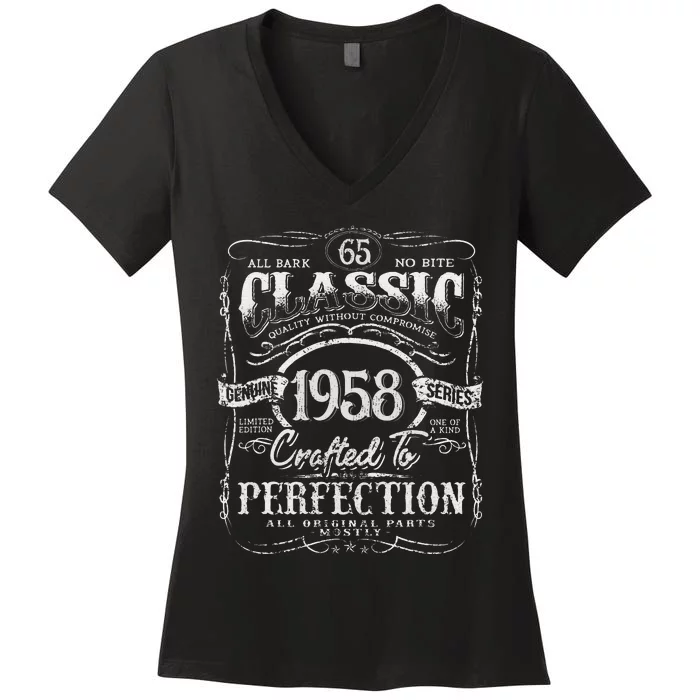 65th Classic Birthday gift 65 Perfection 1958 Birthday Women's V-Neck T-Shirt