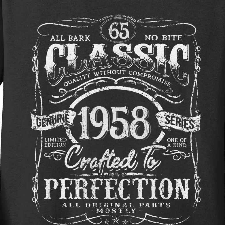 65th Classic Birthday gift 65 Perfection 1958 Birthday Kids Long Sleeve Shirt